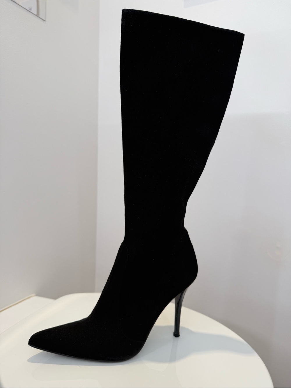 Stuart Weitzman Black Knee-High Pointed-Toe Stiletto Boot - Picture 2 of 7